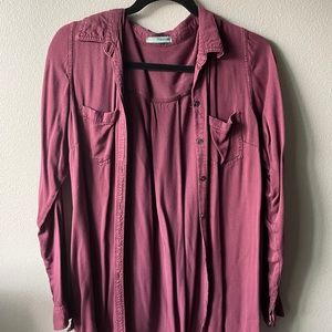 Maroon button up tunic